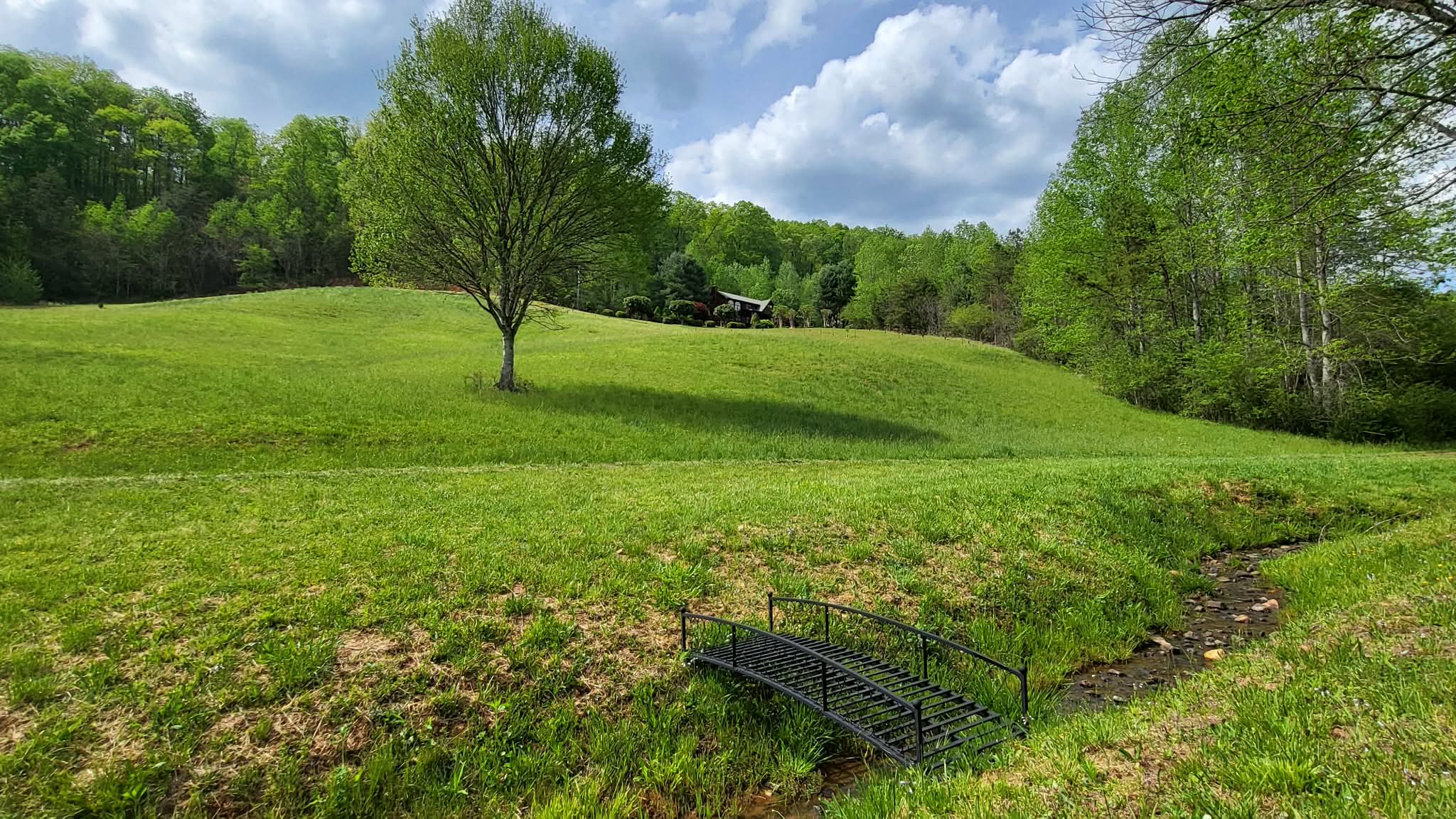 Footbridge crossing the year-round creek on the property